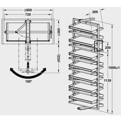Kệ để giày màu đen cao 1680mm Hafele 806.22.401 - 3