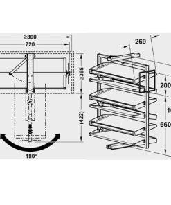 Kệ để giày màu xám cao 1000mm Hafele 806.22.500 - 5