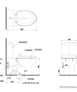Bồn cầu 2 khối TOTO CS320DRE2 - 5