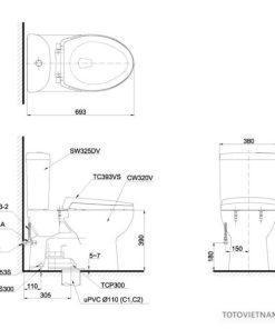 Bồn cầu 2 khối TOTO CS325DRE2 - 6 Bồn cầu 2 khối TOTO CS325DRE2 - 5