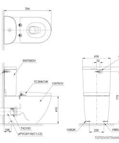 Bồn cầu 2 khối TOTO CS761DE5 - 6 Bồn cầu 2 khối TOTO CS761DE5 - 5