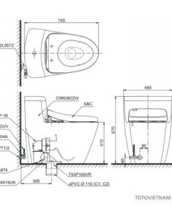 Bồn cầu 1 khối TOTO MS636DT2 -Tornado Flus, Cefiontect - 6 Bồn cầu 1 khối TOTO MS636DT2 -Tornado Flus, Cefiontect - 5
