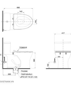 Bồn cầu TOTO MS855DT8 - 5