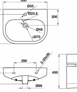 Lavabo Treo Tường RHINE 500 Hafele 588.84.000 - 10 Lavabo Treo Tường RHINE 500 Hafele 588.84.000 - 9