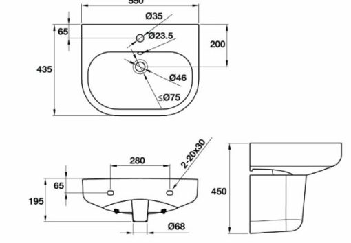 Lavabo Treo Tường RHINE 500 Hafele 588.84.000 - 5