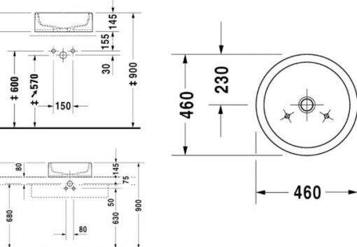 Lavabo đặt bàn Duravit STARCK 1 588.45.080 - 3