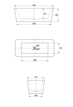 Bồn tắm độc lập vuông Hafele 588.55.670 - 5