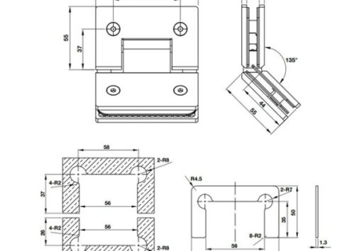Bản lề kính-kính 135 độ BAUMA 981.77.949 - 3