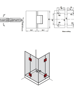 Bản lề Kính – Kính 180 độ màu đen Hafele 981.77.903 - 5