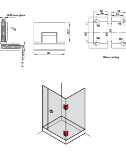 Bản lề Kính – Kính 90 độ Chrome bóngHafele 981.77.906 - 5