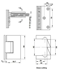 Bản lề kính – kính 90 độ màuChrome bóng Hafele 981.77.908 - 5