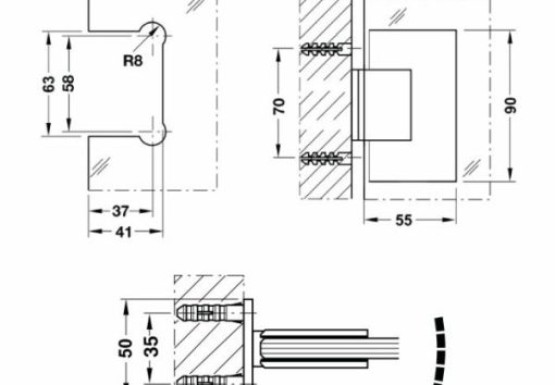 Kẹp tường – kính Häfele 90 độ 981.00.562 - 3