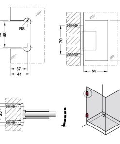 Bản lề kính – tường 90 độ Hafele 981.00.502 - 5