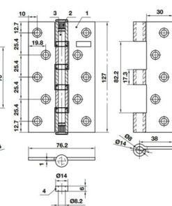 Bản lề lá BAUMA Inox mờ (201) 127x76x3mm 926.20.352 - 5
