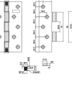 Bản lề lá BAUMA Inox mờ (304) 127x89x2.5mm 926.20.348 - 5