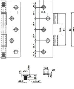 Bản lề lá BAUMA Inox mờ (304) 127x76x2.5mm 926.20.347 - 6 Bản lề lá BAUMA Inox mờ (304) 127x76x2.5mm 926.20.347 - 5