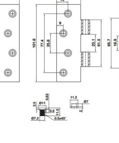 Bản lề lá BAUMA Inox mờ (304) 102x76x2mm 926.20.343 - 5
