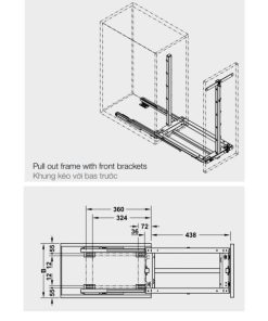 Bộ rổ kéo cho tủ rộng 400mm 545.11.373 màu đen - 5