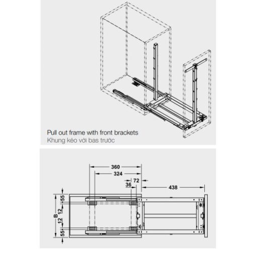 Bộ rổ kéo cho tủ rộng 400mm 545.11.373 màu đen - 3