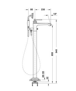 Bộ trộn bồn tắm đặt sàn Kyoto 589.35.033 - 7