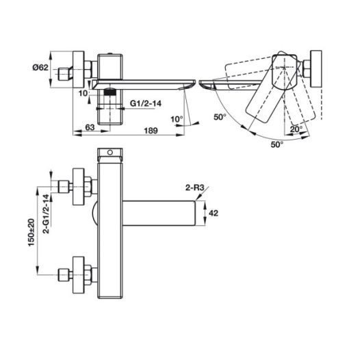 Bộ trộn bồn tắm lắp nổi REGAL Häfele 495.61.122 - 3