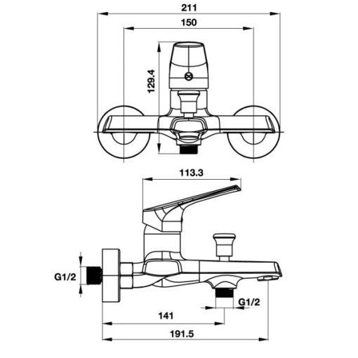 Bộ trộn bồn tắm lắp nổi VIGOR Häfele 495.61.142 - 3