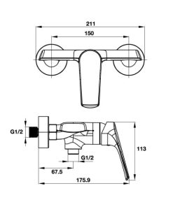 Bộ trộn sen tắm nổi 1 đường nước VIGOR Häfele 495.61.141 - 6 Bộ trộn sen tắm nổi 1 đường nước VIGOR Häfele 495.61.141 - 5