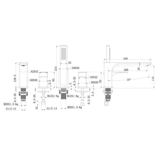 Bộ trộn bồn tắm 4 lỗ Regal 495.61.126 - 3