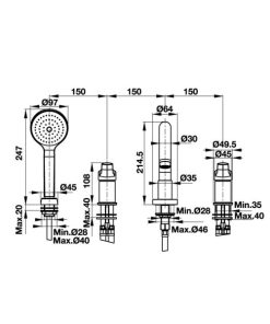 Bộ trộn bồn tắm 4 lỗ Hafele 589.02.607 - 7