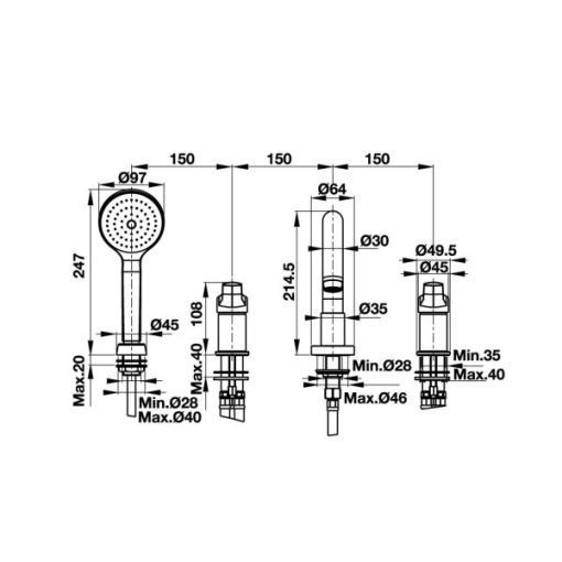 Bộ trộn bồn tắm 4 lỗ Hafele 589.02.607 - 3