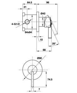 Bộ trộn sen tắm âm 1 đường nước Roots Hafele 495.61.146 - 5