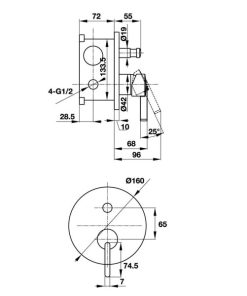 Bộ trộn sen tắm âm 2 đường nước Roots Hafele 495.61.147 - 6 Bộ trộn sen tắm âm 2 đường nước Roots Hafele 495.61.147 - 5