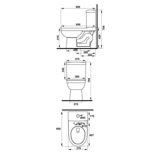 Bồn cầu hai khối COMPACT Hafele 588.79.404 - 3