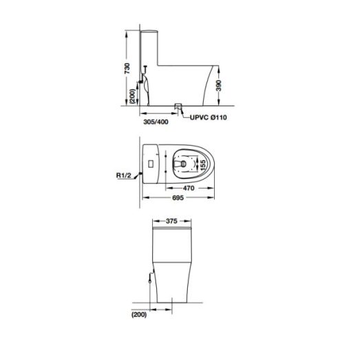 Bồn cầu một khối Sapporo 588.79.408 - 3