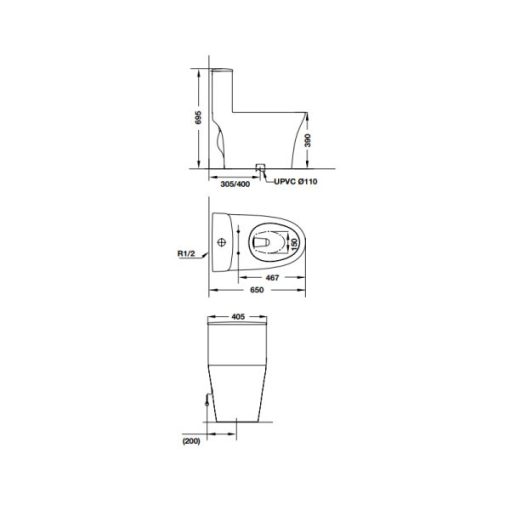 Bồn cầu một khối Sapporo HAFELE 588.79.406 - 3