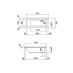 Bồn tắm lắp âm DARO 1700 X 700 MM 588.45.710 - 5