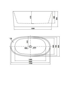 Bồn tắm độc lập Nagoya hình chữ nhật 1700 588.99.610 - 9