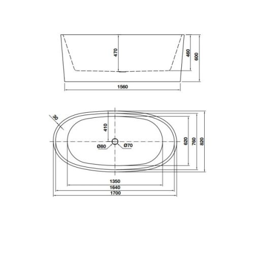 Bồn tắm độc lập Nagoya hình chữ nhật 1700 588.99.610 - 5