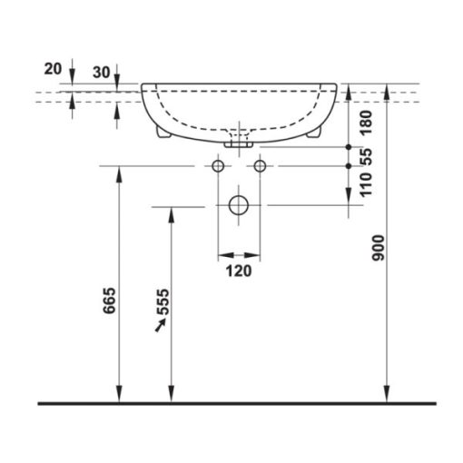 Chậu rửa bán âm D-code 550×440 588.45.140 - 5