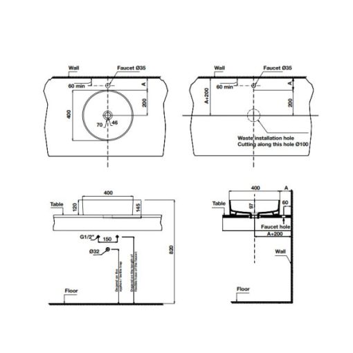 Chậu sứ đặt bàn Sapporo 588.79.060 - 3
