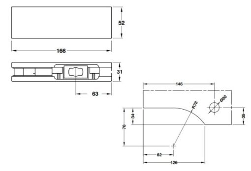 Kẹp kính dưới Häfele inox mờ 981.50.010 - 3