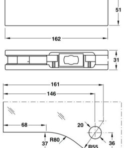 Kẹp kính dưới Inox mờ 981.00.000 - 6 Kẹp kính dưới Inox mờ 981.00.000 - 5