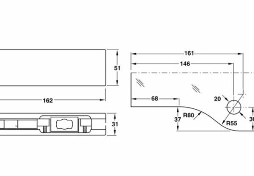 Kẹp kính dưới Häfele màu đen 981.00.013 - 3