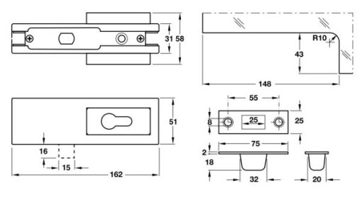 Kẹp khóa sàn inox mờ 981.00.400 - 3