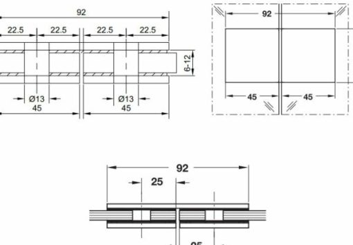 Kẹp kính – kính 180 độ Häfele 981.00.582 - 3