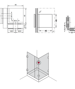 Kẹp Kính – Kính 90 độ màu đen Hafele 981.00.553 - 6 Kẹp Kính – Kính 90 độ màu đen Hafele 981.00.553 - 5