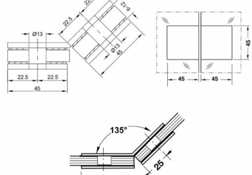 Kẹp kính – kính 135 độ Häfele 981.00.572 - 3