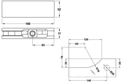 Kẹp kính trên Häfele inox bóng 981.00.657 - 3