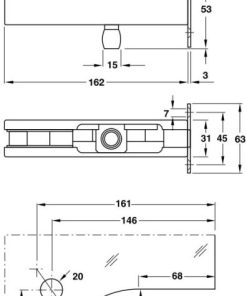 Kẹp kính trên gắn vào tường Inox bóng 981.00.111 - 5