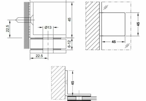 Kẹp tường – kính 90 độ có bas Häfele 981.00.542 - 3